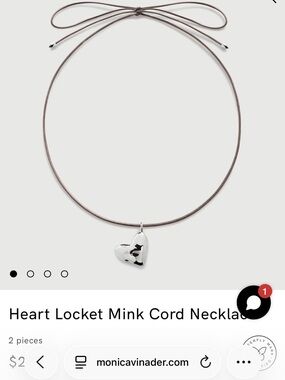 MONICA VINADER Silver Heart Locket on Mink Cord